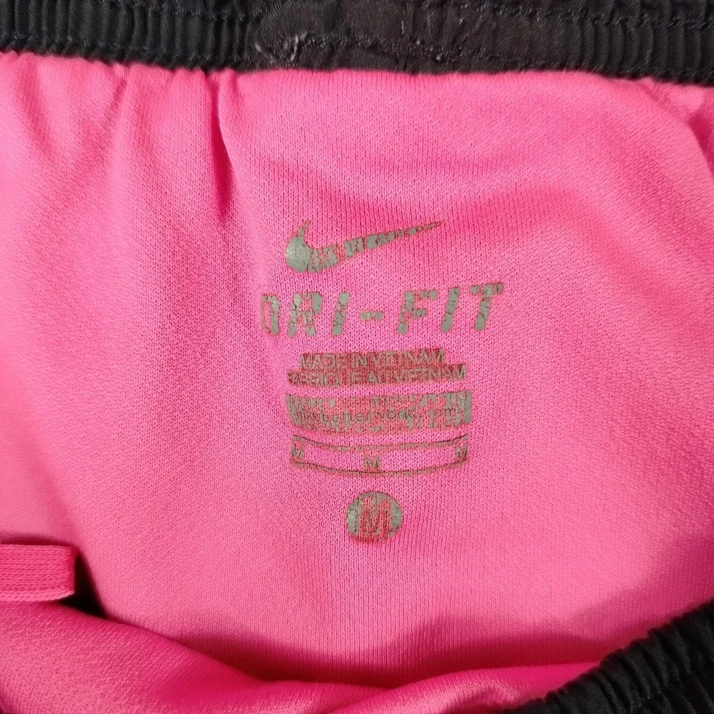 Nike Dri-FIT Shorts Womens Medium Athletic Running Lightweight Black Pink‎ Trim